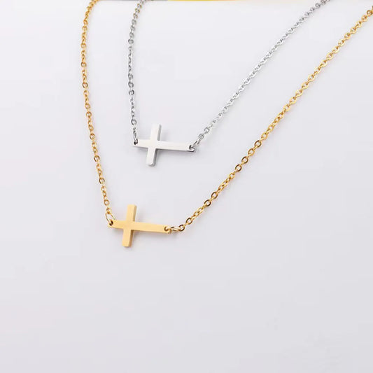 Lady Cross Titanium Steel Plating Pendant Necklace