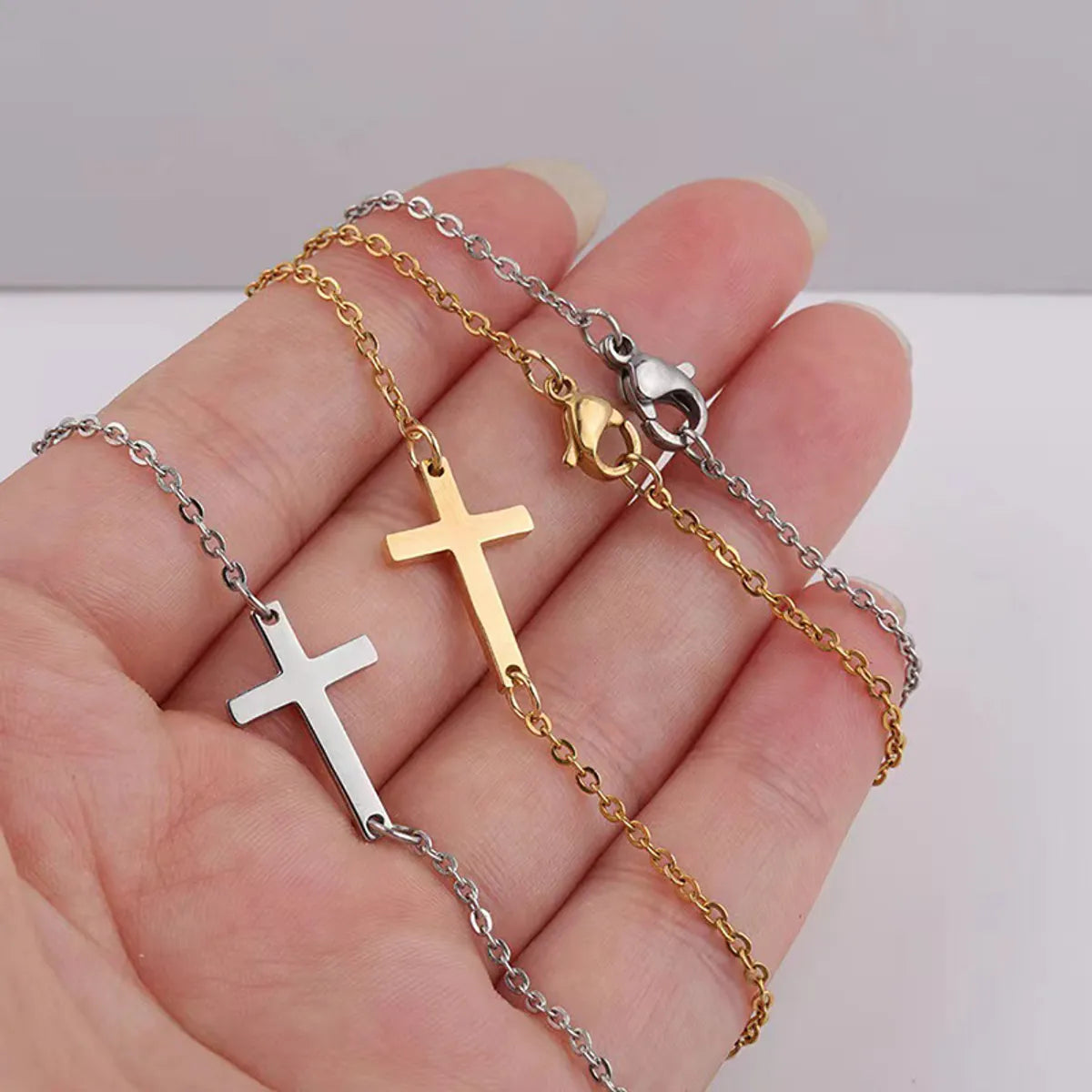 Lady Cross Titanium Steel Plating Pendant Necklace