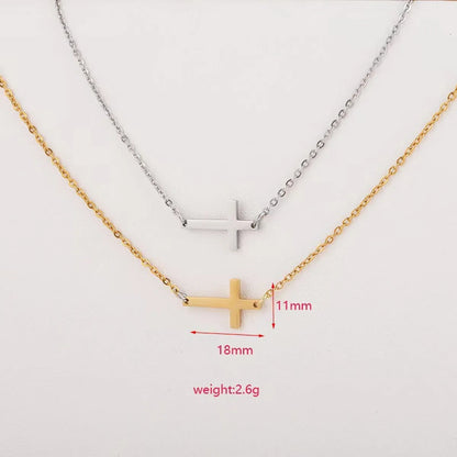 Lady Cross Titanium Steel Plating Pendant Necklace