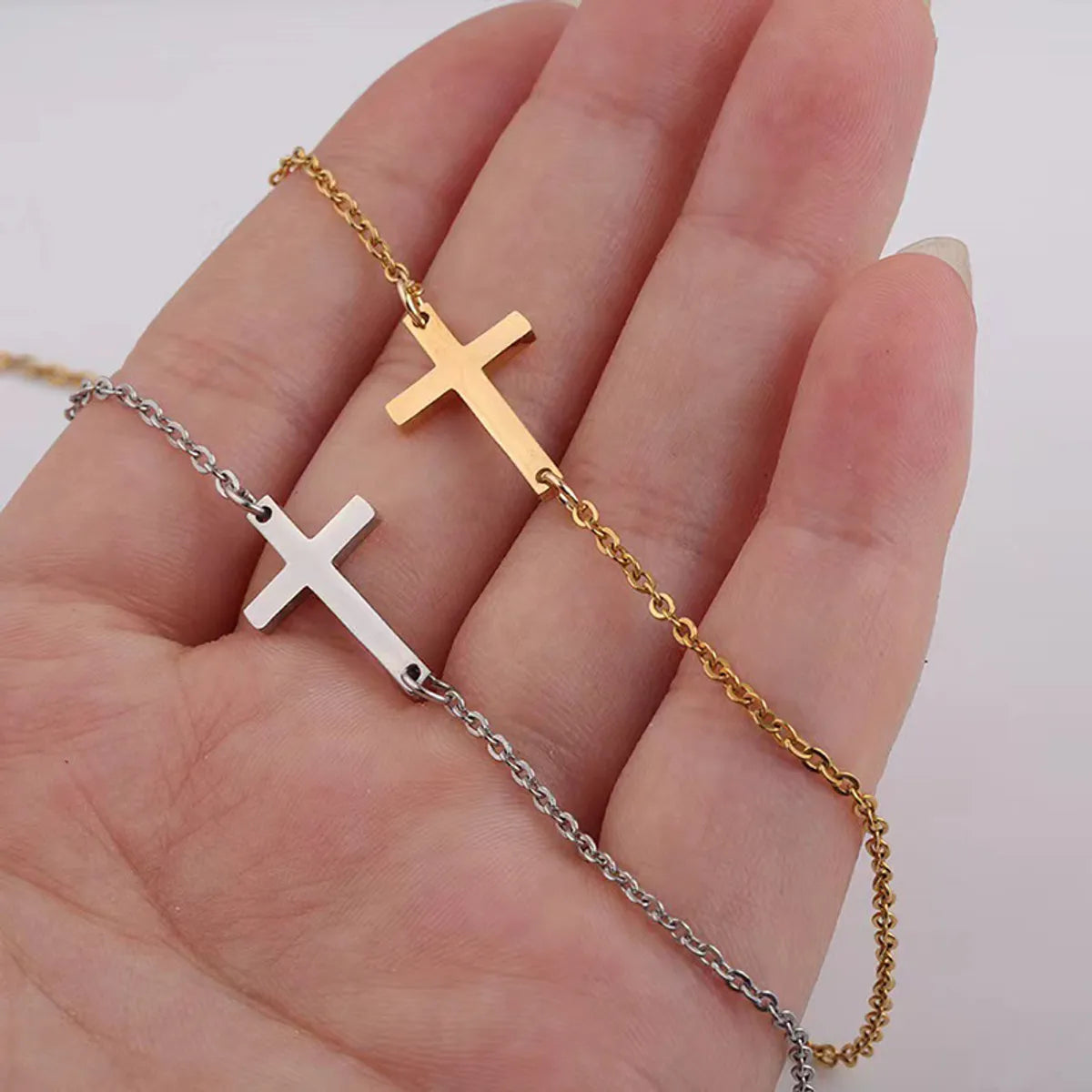 Lady Cross Titanium Steel Plating Pendant Necklace