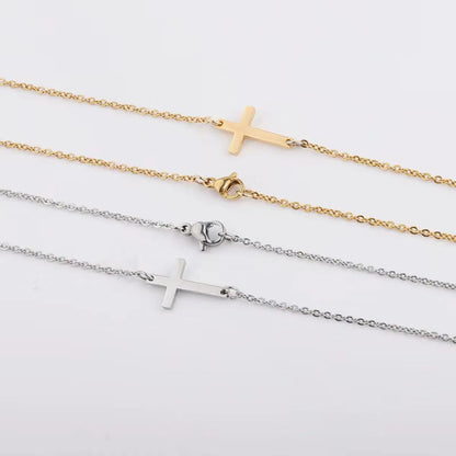 Lady Cross Titanium Steel Plating Pendant Necklace