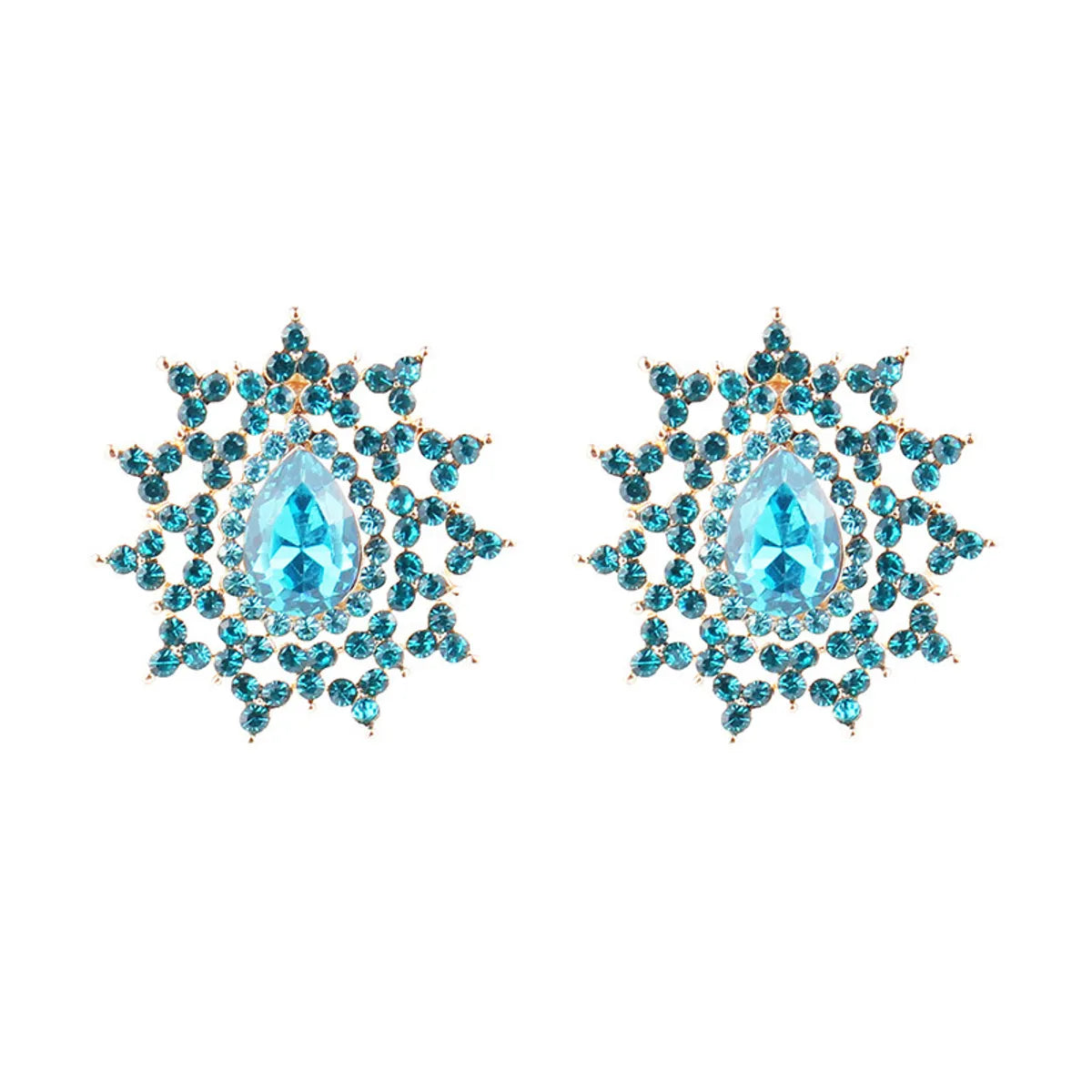 Lady Ethnic Style Water Droplets Alloy Inlay Rhinestones Women's Ear Studs