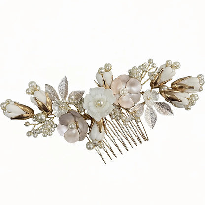 Lady Flower Alloy Handmade Hair Combs