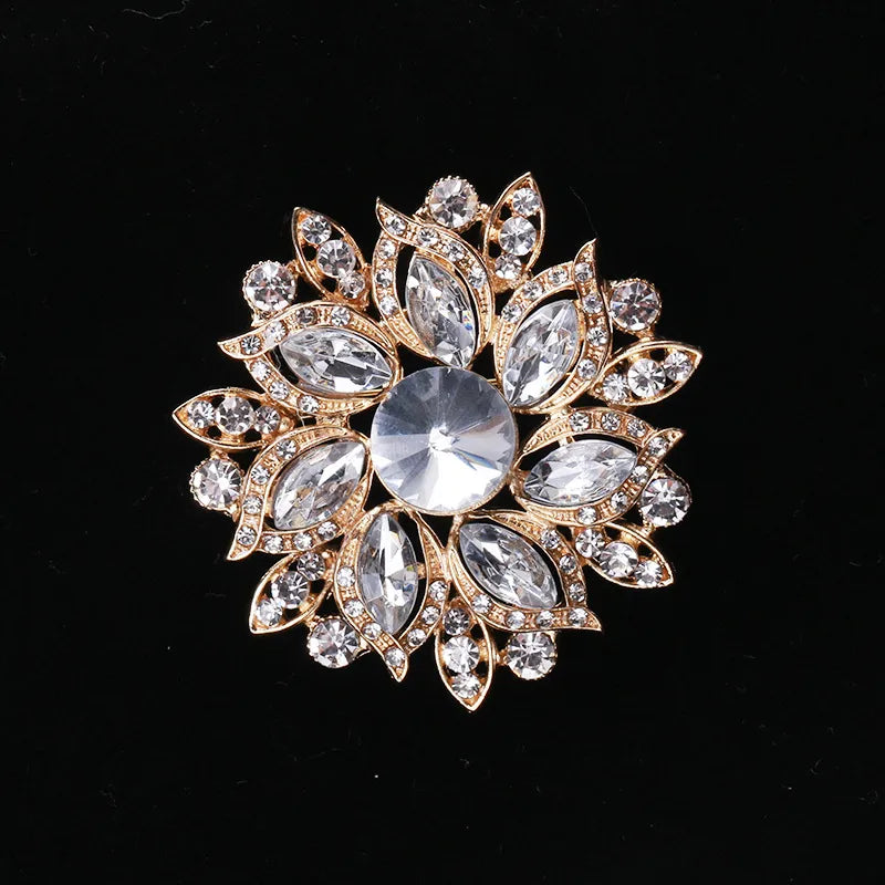 Lady Flower Alloy Inlay Glass Women'S Brooches