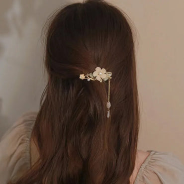 Lady Flower Alloy Plating Inlay Artificial Pearls Hair Clip