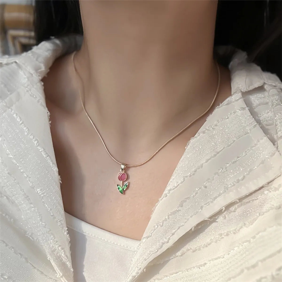 Lady Flower Alloy Plating Women's Pendant Necklace