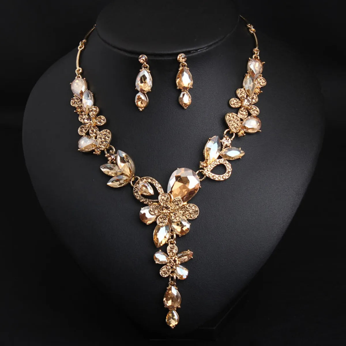 Lady Flower Artificial Gemstones Artificial Crystal Alloy Wholesale Necklace