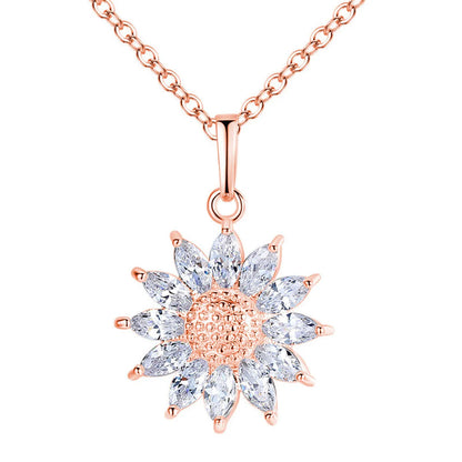 Lady Flower Copper Inlay Artificial Gemstones Necklace