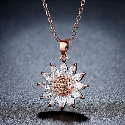 Lady Flower Copper Inlay Artificial Gemstones Necklace