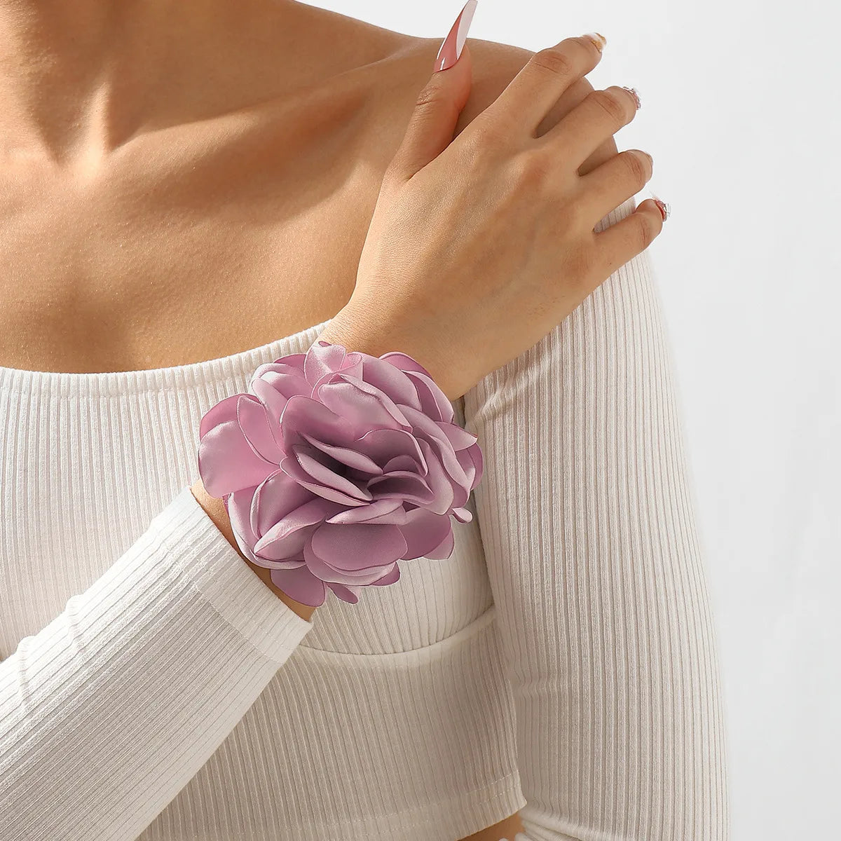 Lady Flower Petal Cloth Flannel Women'S Wristband