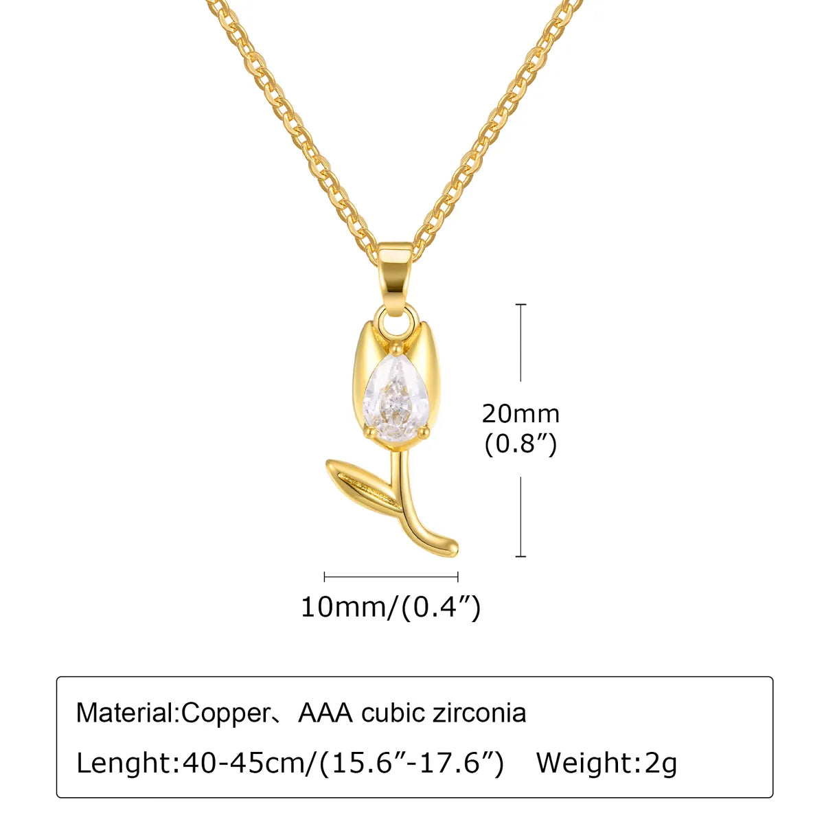 Lady Flower Stainless Steel Plating Inlay Zircon Gold Plated Pendant Necklace