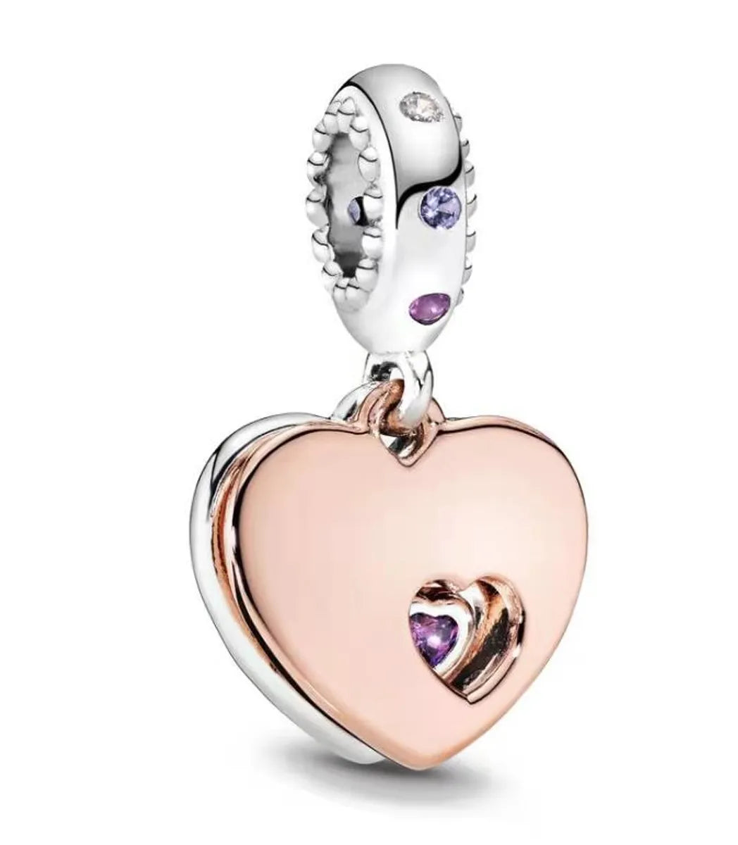 Lady Four Leaf Clover Heart Shape White Copper Plating Inlay Artificial Diamond Jewelry Accessories