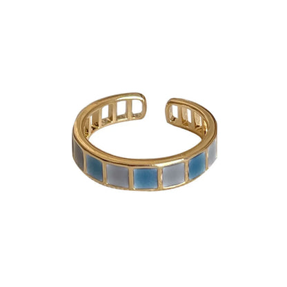 Lady Geometric Copper Plating Inlay Shell White Gold Plated Silver Plated Women's Open Ring