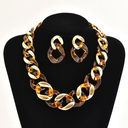 Lady Geometric Arylic Wholesale Earrings Necklace Jewelry Set