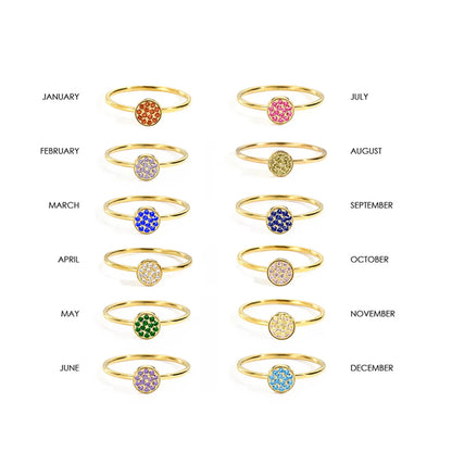 Stainless Steel Lady Plating Inlay Geometric Color Block Zircon Rings