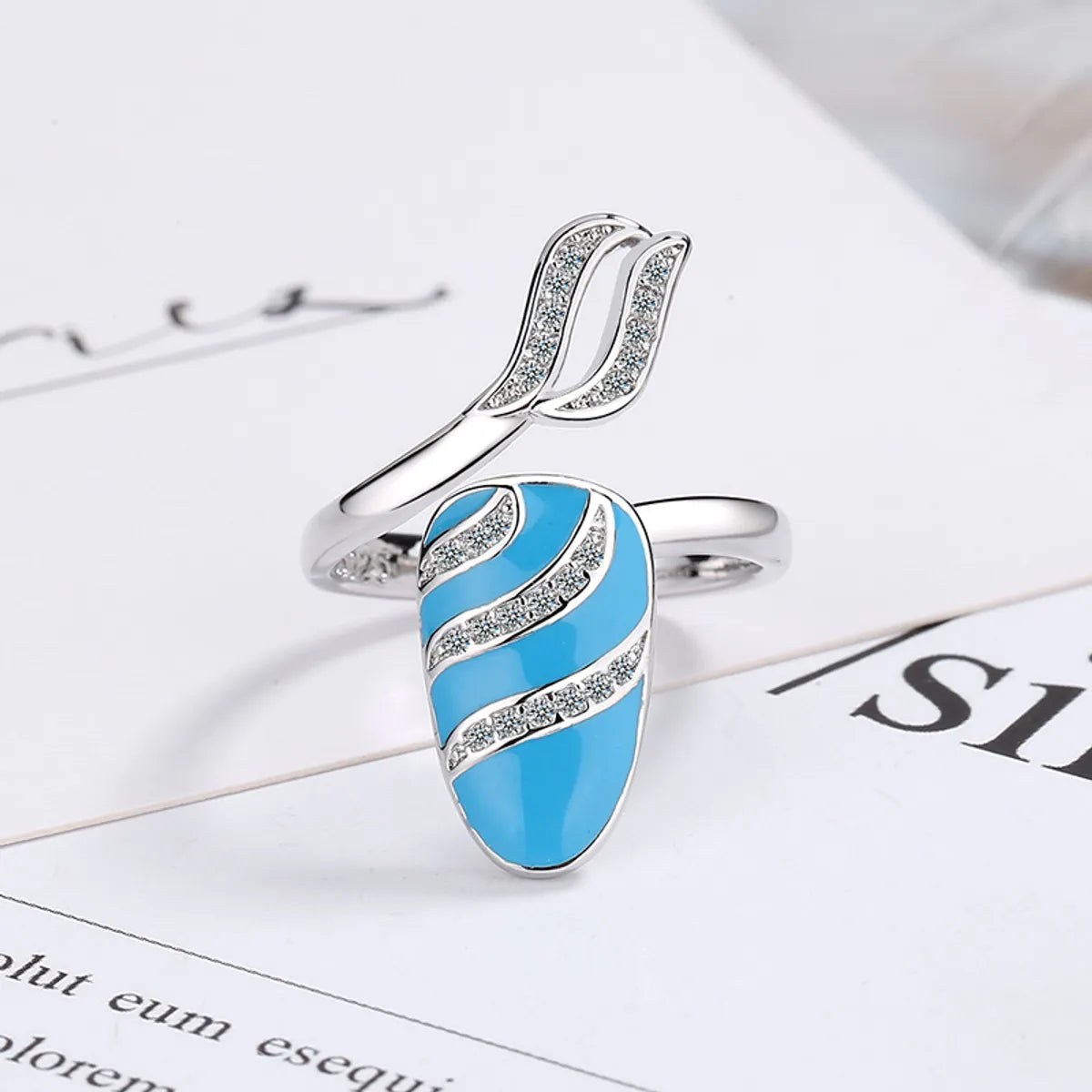 Lady Geometric Copper Plating Inlay Zircon White Gold Plated Rings