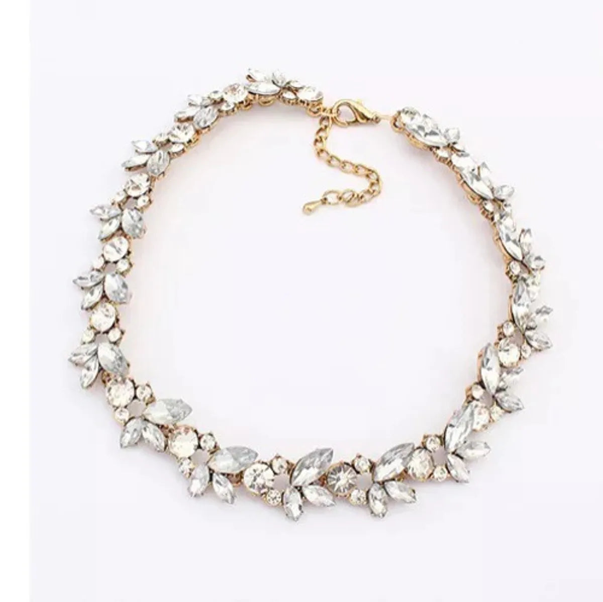 Lady Geometric Leaf Gem Alloy Wholesale Necklace