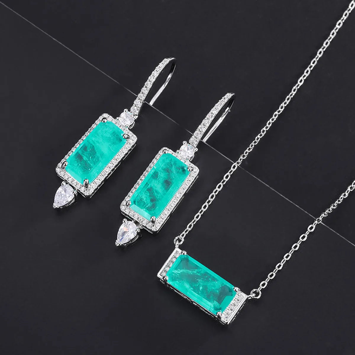 Lady Geometric Metal Artificial Gemstones Unisex Jewelry Set 1 Piece