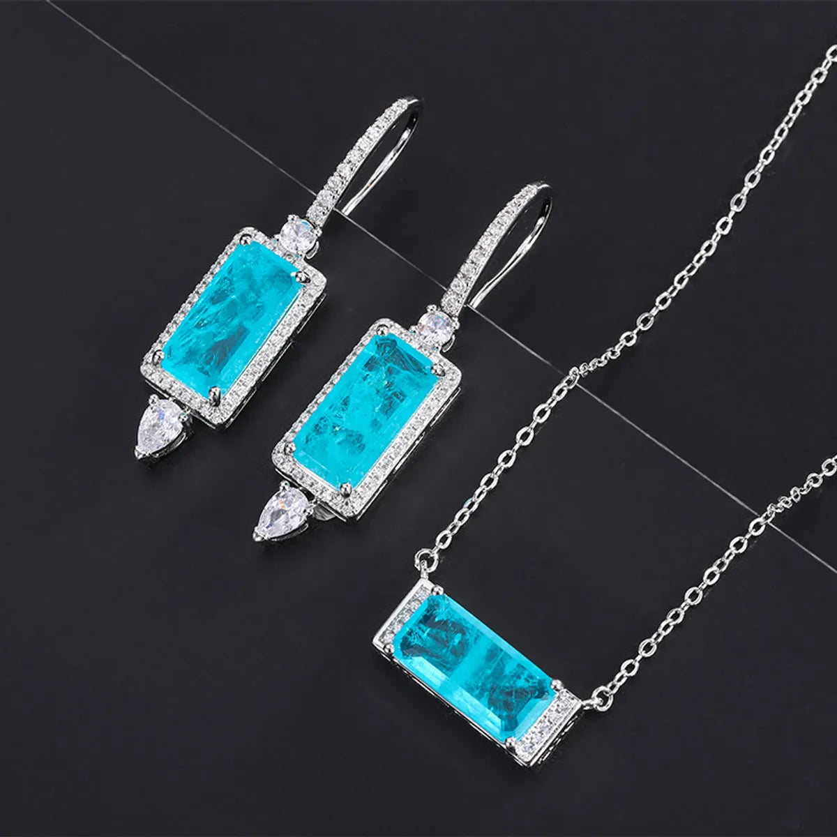 Lady Geometric Metal Artificial Gemstones Unisex Jewelry Set 1 Piece