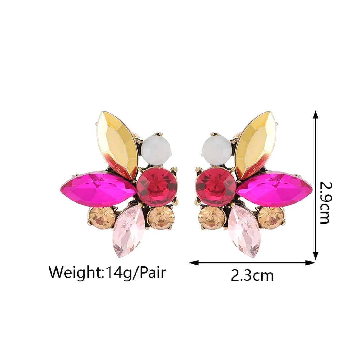 Lady Geometric Rhinestone Inlay Artificial Gemstones Women's Ear Studs