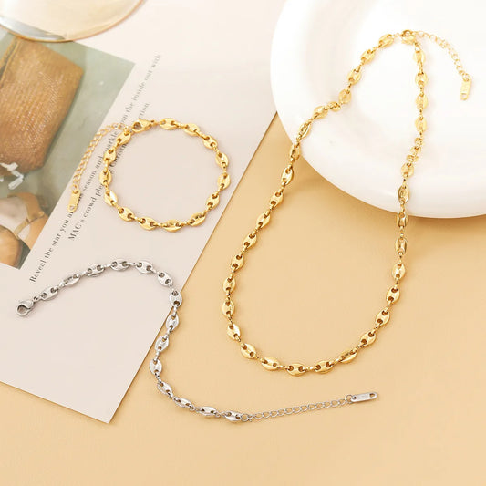 Wholesale Lady Geometric Solid Color Titanium Steel Bracelets Necklace