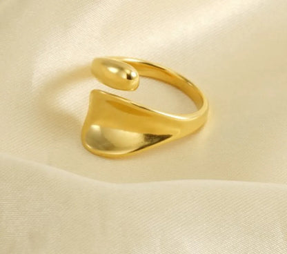 Lady Geometric Stainless Steel Gold Plated Gold Plated Open Ring