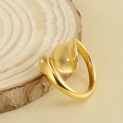 Lady Geometric Stainless Steel Gold Plated Gold Plated Open Ring