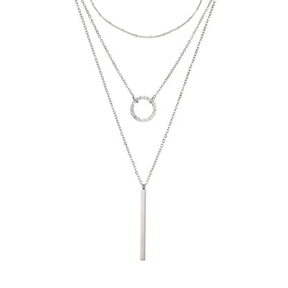 Lady Geometric Stainless Steel Plating Layered Necklaces