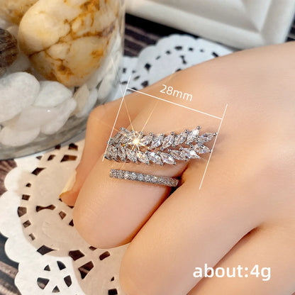 Lady Grain Copper Plating Zircon Women'S Open Ring 1 Piece