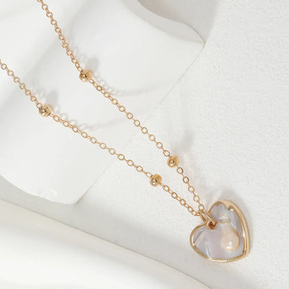 Lady Heart Shape Alloy Plating Gold Plated Women's Pendant Necklace