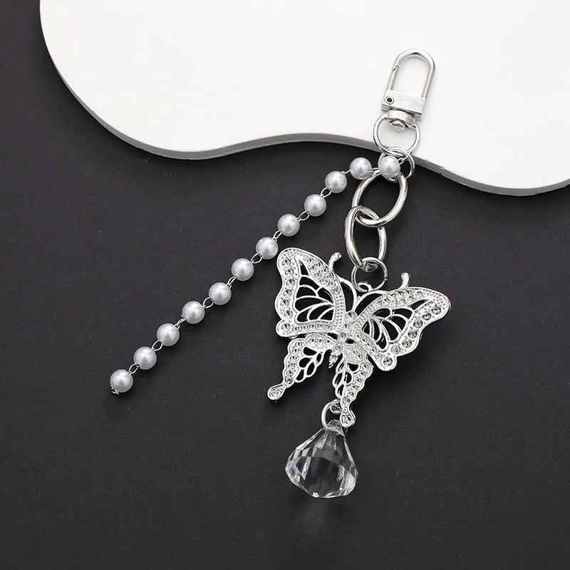 Lady Heart Shape Butterfly Metal Plating Chain Bag Pendant