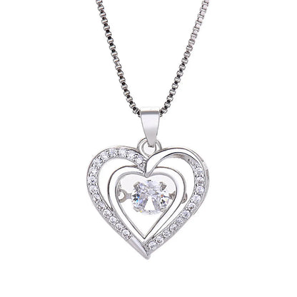 Lady Heart Shape Copper Plating Inlay Zircon Pendant Necklace 1 Piece