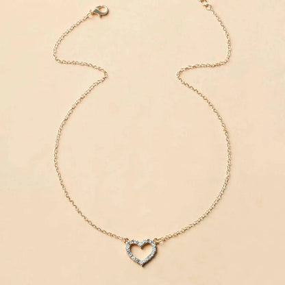 Lady Heart Shape Gold Plated Rhinestones Alloy Wholesale Necklace