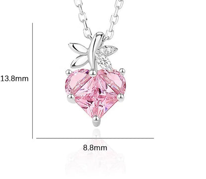 Lady Heart Shape Sterling Silver Inlay Zircon Pendant Necklace