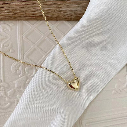 Lady Heart Shape Sterling Silver Plating 14k Gold Plated Necklace