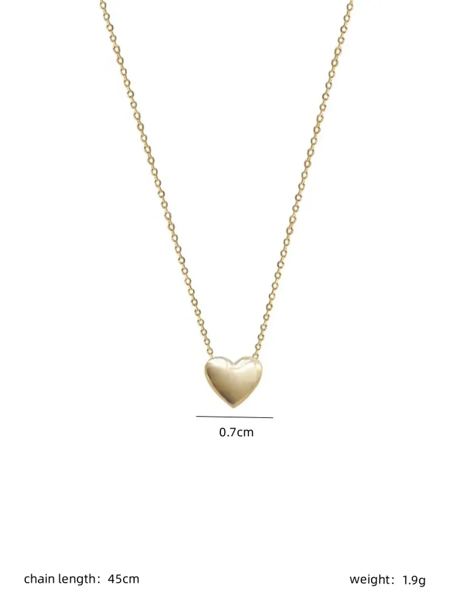 Lady Heart Shape Sterling Silver Plating 14k Gold Plated Necklace