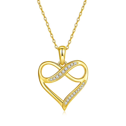 Lady Heart Shape Sterling Silver Plating Inlay Moissanite Rose Gold Plated Gold Plated Silver Plated Pendant Necklace