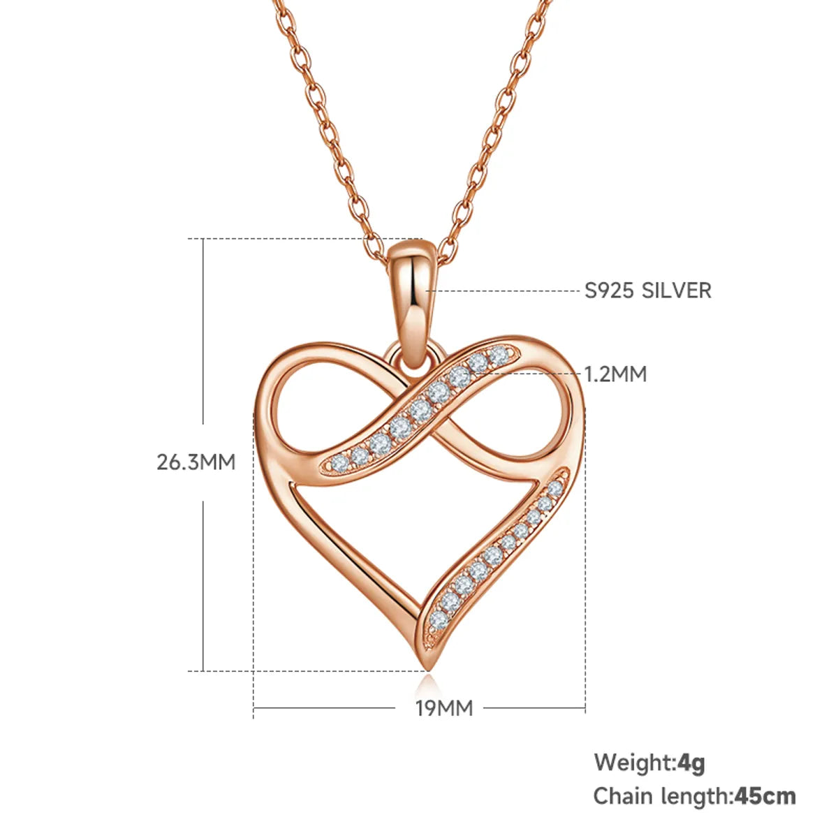 Lady Heart Shape Sterling Silver Plating Inlay Moissanite Rose Gold Plated Gold Plated Silver Plated Pendant Necklace