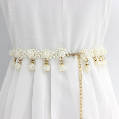 Lady Imitation Pearl Alloy Beaded Plating Women'S Corset Belts 1 Piece