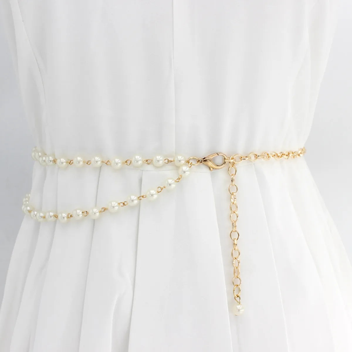 Lady Imitation Pearl Alloy Beaded Plating Women'S Corset Belts 1 Piece