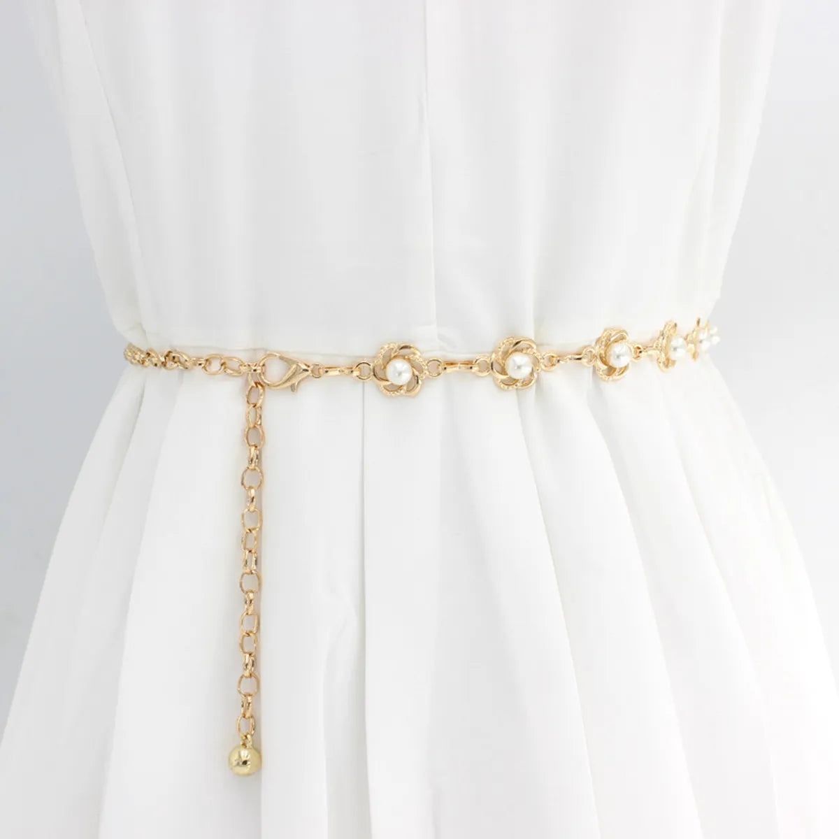 Lady Imitation Pearl Alloy Beaded Plating Women'S Corset Belts 1 Piece