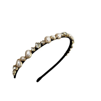 Lady Korean Style Geometric Alloy Inlay Artificial Pearls Zircon Hair Band