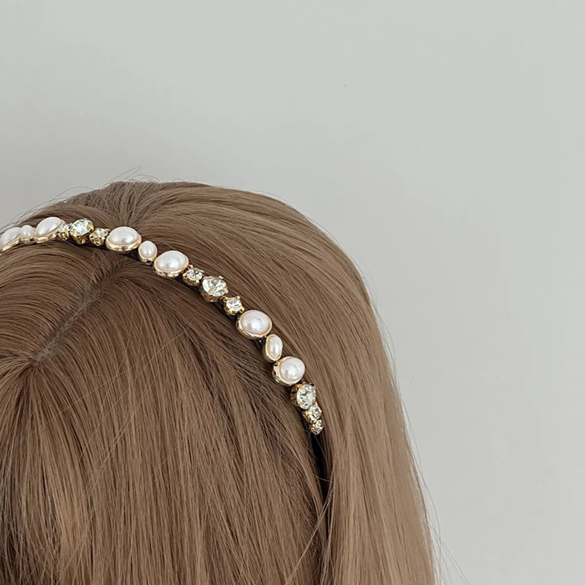 Lady Korean Style Geometric Alloy Inlay Artificial Pearls Zircon Hair Band