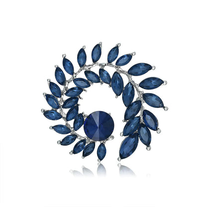 Lady Leaf Alloy Plating Inlay Artificial Crystal Unisex Brooches