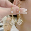 Lady Leaf Artificial Crystal Alloy Inlay Zircon Women'S Drop Earrings