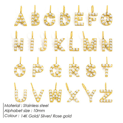 Lady Letter Stainless Steel Plating Inlay Artificial Pearls Charms Jewelry Accessories