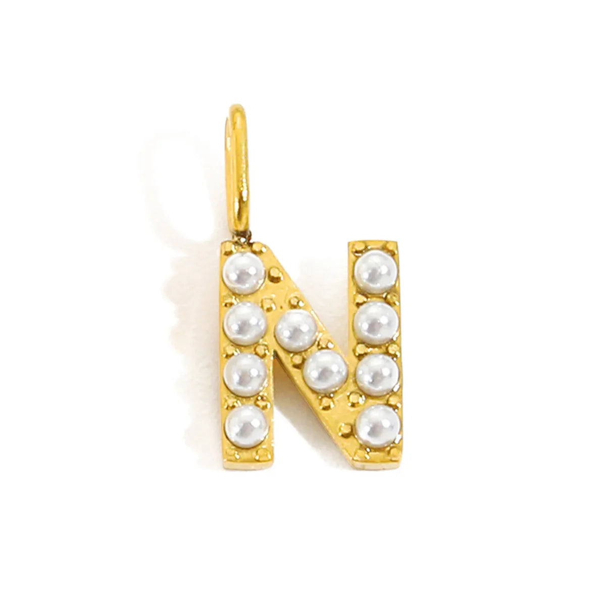 Lady Letter Stainless Steel Plating Inlay Artificial Pearls Charms Jewelry Accessories