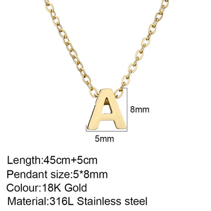 Lady Letter Stainless Steel Titanium Steel Plating Pendant Necklace