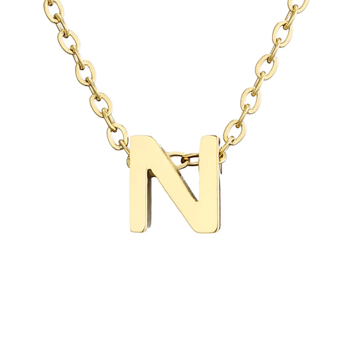 Lady Letter Stainless Steel Titanium Steel Plating Pendant Necklace