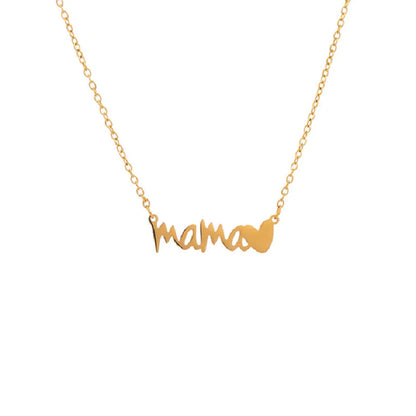 Lady Mama Letter Heart Shape Titanium Steel Plating Necklace